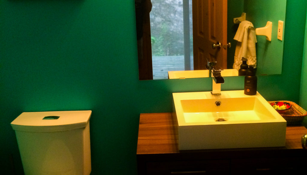 main floor powder room with vessel sink